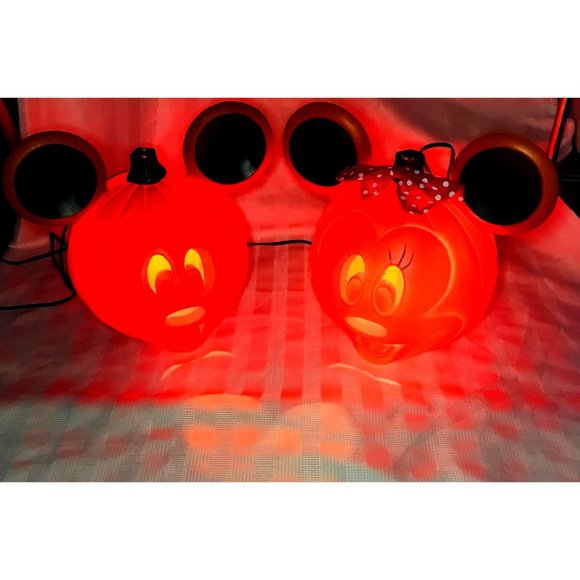Disney Mickey Mouse Halloween Blow Mold, Light Up Pumpkin, Sold as a Set - Picture 1 of 14